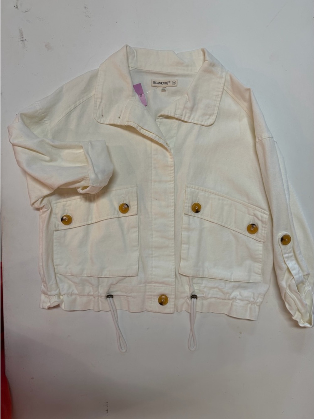 Blank NYC Off-White Cropped Utility Jacket